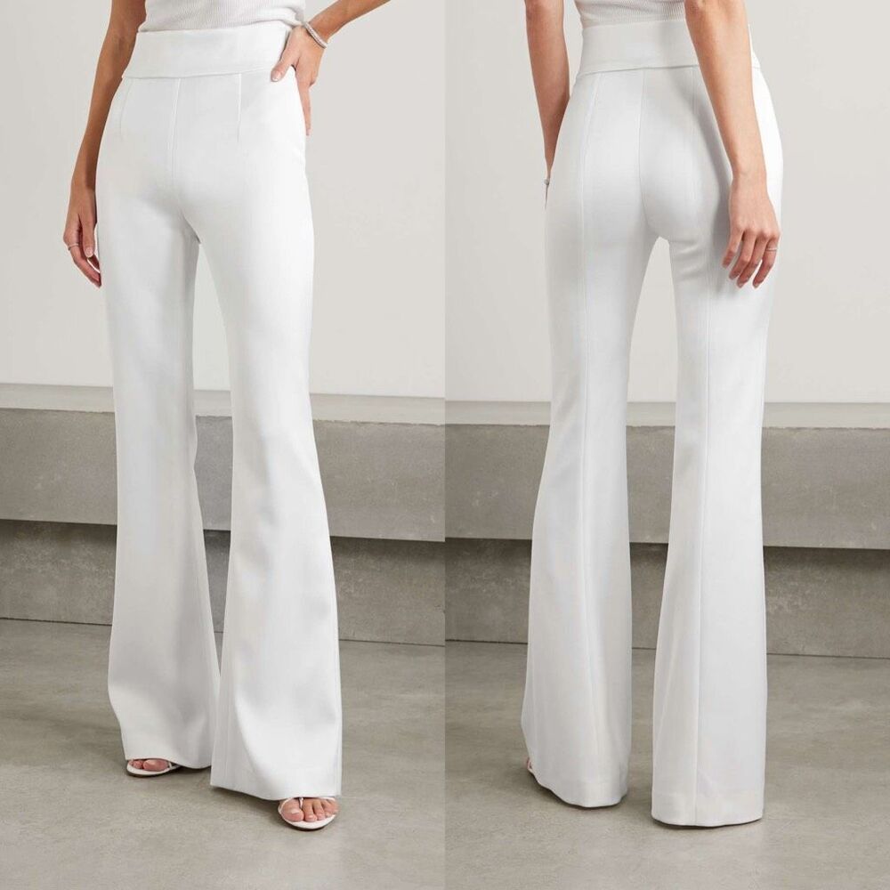 GALVAN LONDON Satin flared pants In White Size US 4 $895